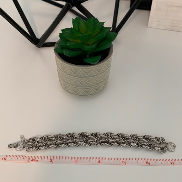 Monet double loop silver tone chain bracelet - Picture 8 of 9